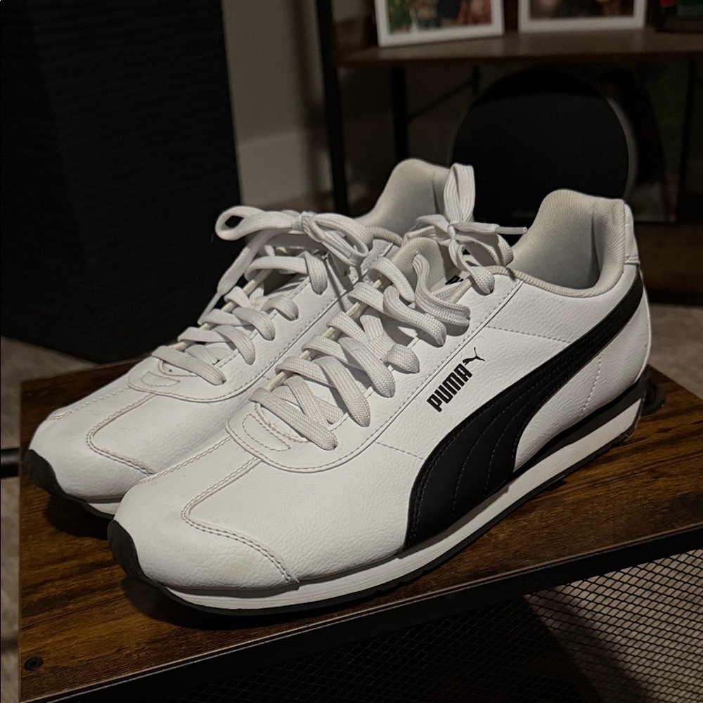 Puma Classic White and Black Trainers